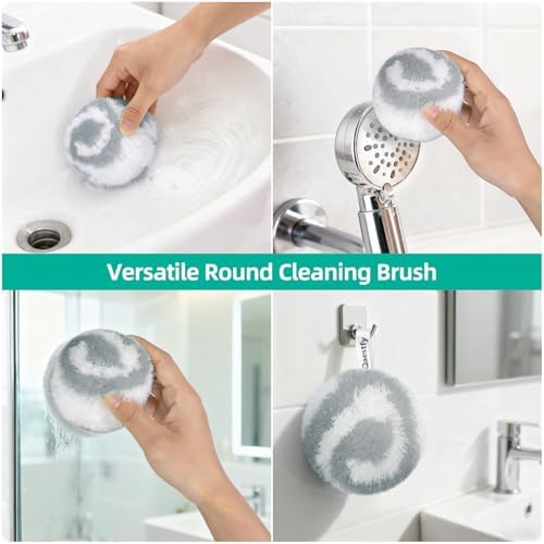 4-in-1 Tub and Tile Shower Scrubber, 51'' Bathtub Cleaning Brush with Long Handle, Soft & Stiff Bristles Bathroom Scrub Brush, Non-Scratch Shower Cleaner Brush for Cleaning