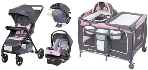 Passport Cargo Travel System, Pink Bamboo with Lil' Snooze Deluxe III Bassinet