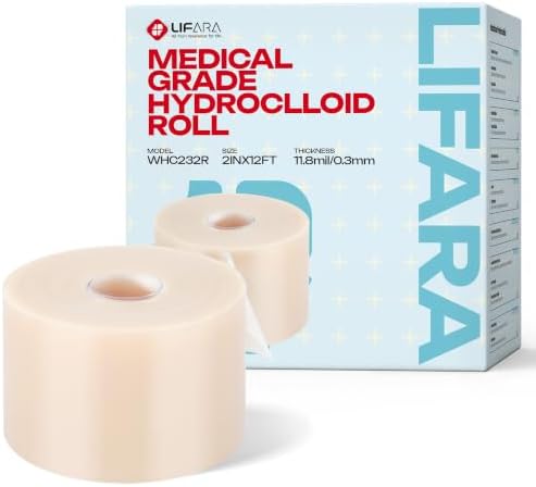 Hydrocolloid Roll for Wound Care - Cut-to-Size, Hydrocolloid Patch Bandages with Self-Adhesive, Ultra Absorbent & Waterproof, First Aid Kit Essential (11.8mil/ 0.3mm Thickness, 2in*32ft)