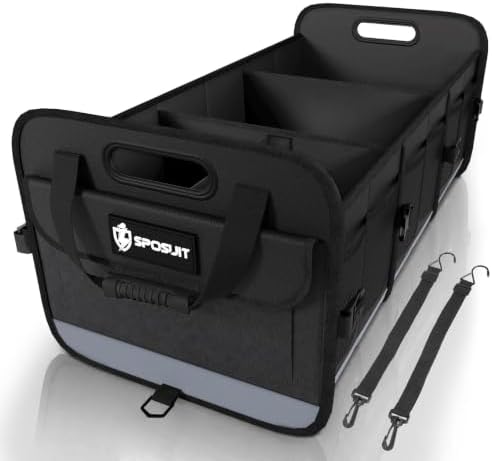 Trunk Organizer for SUV - 105L Collapsible Sturdy Car Storage, Gray
