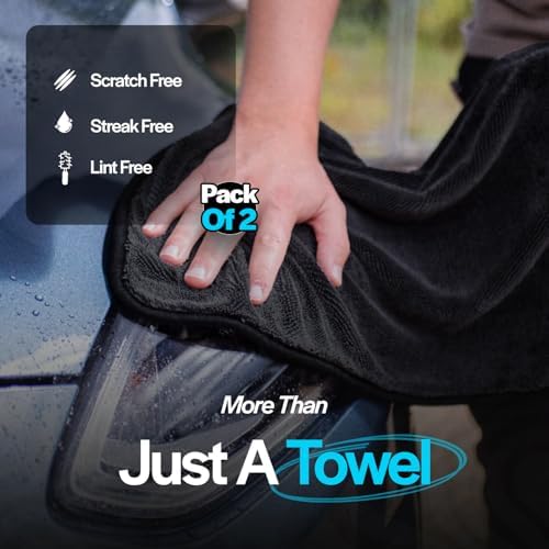 Crystal Clean 2-Pack Microfiber Car Drying Towels, Ultra-Absorbent XL 28x36