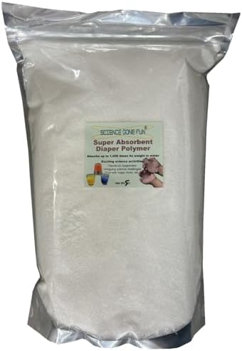 Super Absorbent Polymer (Sodium Polyacrylate), 5 lbs – Diaper Powder, STEM Science Kits, Liquid Spill Control, DIY Slush Gel and Sensory Play Kits