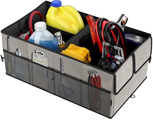 Foldable Car Trunk Organizer for SUV, 3-Compartment, Gray
