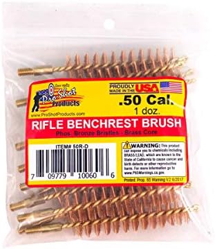 Pro Shot.50 Cal Rifle Bore Brush Dozen Pack: Brass Brush with Bronze Bristles, Gun Cleaning Kit Essential for Precision Bore Cleaning, Hunting Gear & Gun Cleaner with Gun Cleaning Brushes