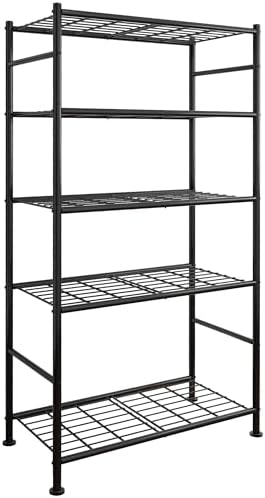 Storage Shelves - 5 Tier Shelf Organizer, Heavy Duty Garage Shelving Unit with Leveling Feet, Stable Metal Shelves Organizer for Pantry, Kitchen and Closet, 33.0" W x 12.6" D x 72.0" H, Black