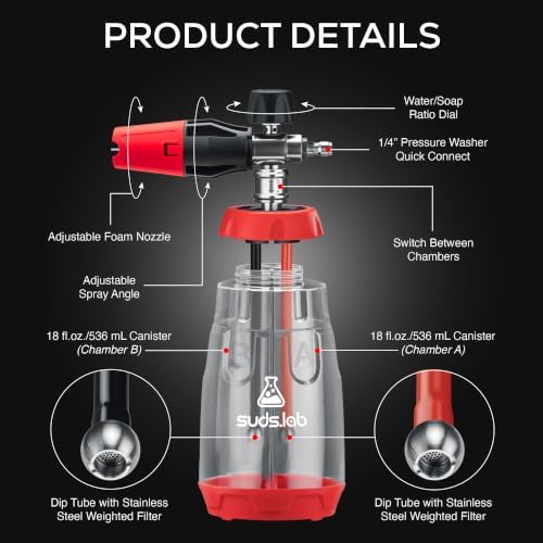 F11 Dual Chamber Foam Cannon for Pressure Washer, 36 oz Snow Foam