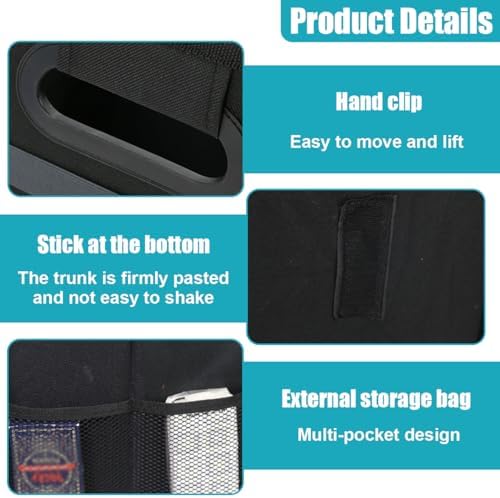 Foldable Car Trunk Organizer for Sedan SUV Truck (Black)