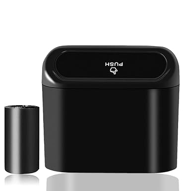 Car Trash Can Bin with Lid - Universal Vehicle Mini Leakproof Garbage Can Bin with 20pcs Trash Bags Can Organizer Storag