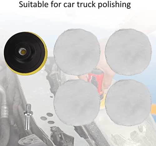 6pcs 3in Imitation Wool Polishing Buffing Pad Kit with 5/8in‑11 Drill Adapter Buffing Pads for Car Buffer Polisher Car Polisher Pad Car Buffer Pad