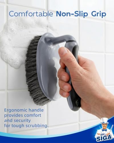 Heavy Duty Scrub Brush with Comfortable Grip for Bathroom Shower