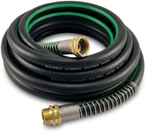 Hybrid Garden Hose 5/8-Inch x 25FT, RV Water Hose, Black Green
