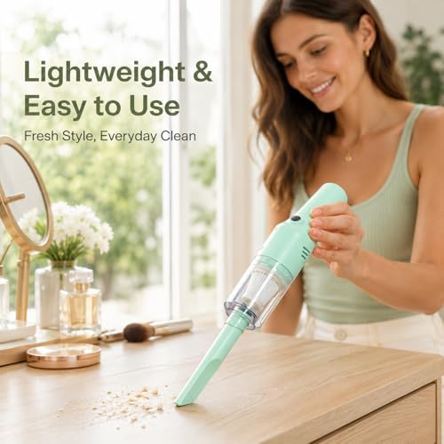 Mini Cordless Handheld Vacuum for Car, Sofa, Desk, Drawers & Crumbs, Mint