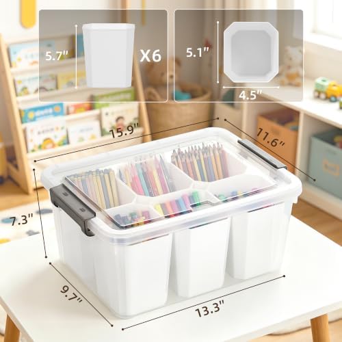 17QT Craft Organizers and Storage bins with Lids, Marker Organizer