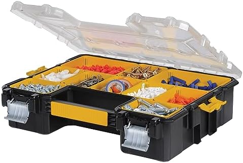 DEWALT Small Parts Organizer, Hardware Storage Box with Removable Dividers, 10-Compartment (DWST14825)