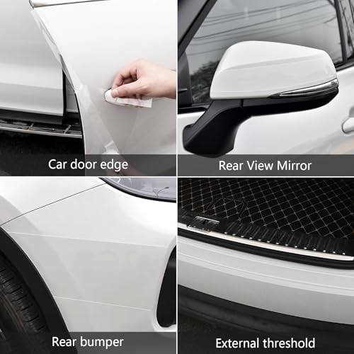 Car Door Edge Guards Door Sill Protector, 2.7In x 33Ft 5D Carbon Fiber Car Wrap Film, Vinyl Automotive Wrap Film Anti-Collision Fits for Most Vehicles (Transparent)