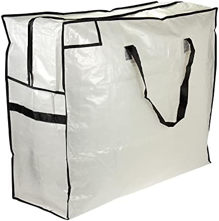 2622 MightyStor Large Storage Bag with Handles | Clothing and Linen Storage Bag | White Tarp with Black Trim