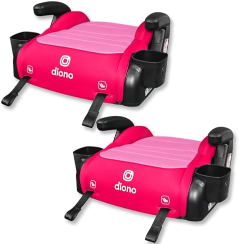 Diono Connect3 RXT Backless Booster, Pack of 2, Slim Fit 3-Across in Many Mid-Sized Sedans and SUVs, for Children from 40-120 lbs., Lightweight with Latch connectors, Pink Cotton Candy