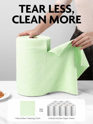 Microfiber Cleaning Cloth Roll- 75 Sheets, 12" x 12" (Green)