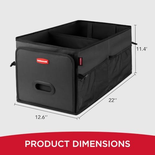 Car Organizer, Collapsible Trunk Organizer, Multi-Compartment Car Storage Organization for Car Accessories, 2 Compartments-Black