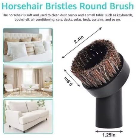 Round Dust Brush For Shark Vacuum Attachment with Hose Adapter, For Most Vacuum Cleaners Accessories
