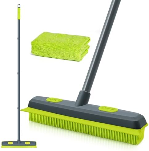 Pet Hair Removal Rubber Broom with Silicone Squeegee (Green)