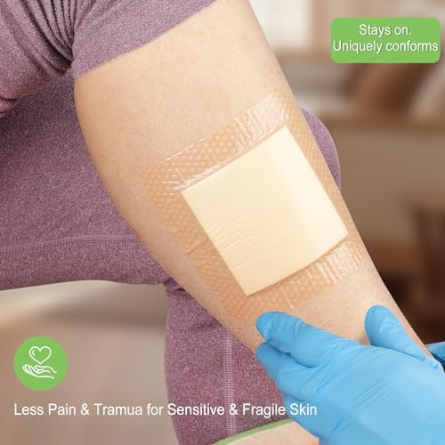 Silicone Wound Dressing 5x5 Inch, 10 Pack for Bed Sores Latex Free