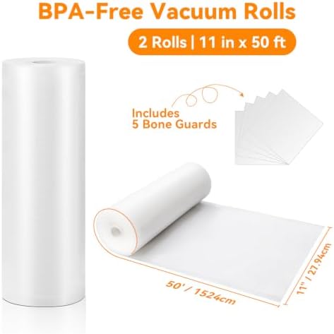 Vacuum Sealer Bags for Food 11x50 2 Rolls, Fit Food Saver Machines