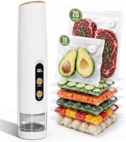 Handheld Vacuum Sealer for Food, Compact Cordless Sealer, 30 Reusable Bags