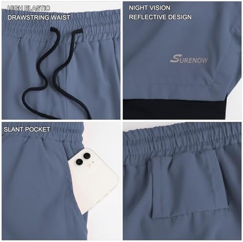 Mens 2 in 1 Running Shorts Workout Gym Athletic Shorts with Liner