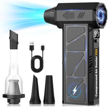 Compressed Air Duster, 150000RPM Electric Air Duster with 4-Speed Control