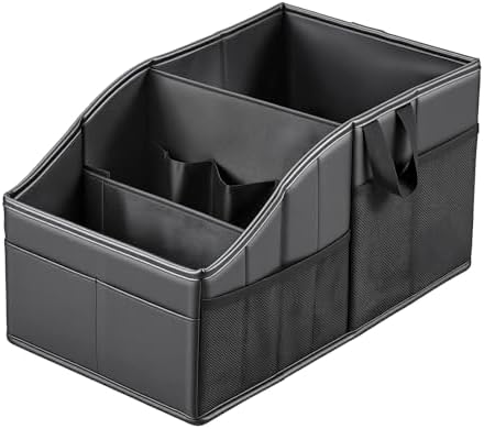 Sturdy Leather Car Storage Support Up to 33 LB of Weight, Black