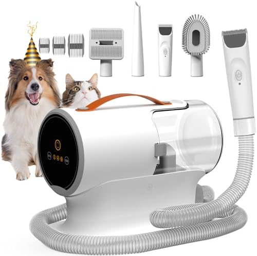 Dog Grooming Vacuum Kit with Clippers, 12000Pa Strong Suction, 2L Large Dust Cup, Low Noise <50dB, 5-in-1 Pet Hair Trimmer for Dogs Cats Shedding & Home Grooming