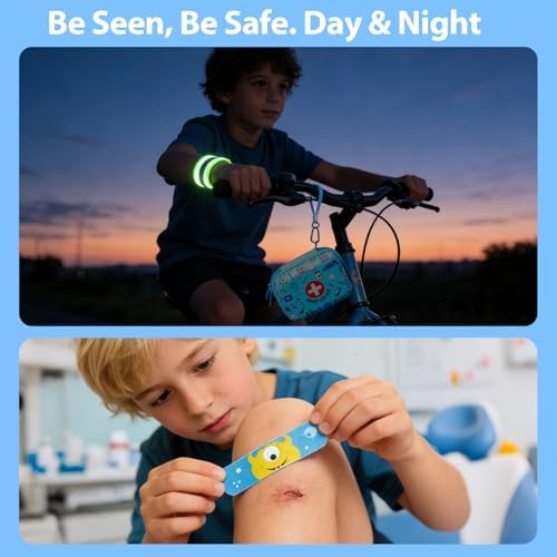 Mini First Aid Kit for Kids - 160 Pcs Hard Shell Emergency Kit, Blue