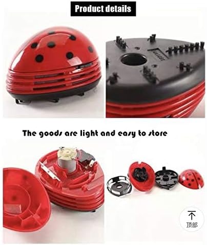 Aliotech Mini Portable Handheld Cordless Tabletop Crumb Sweeper Desktop Dust Vacuum Cleaner Ladybug Dust Sweeper(Red)