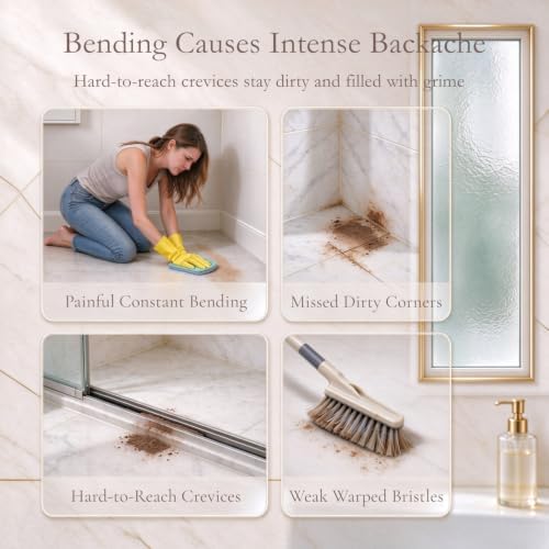 Multifunctional Extendable Long Handle Floor Scrub Brush，Curved Brush Head