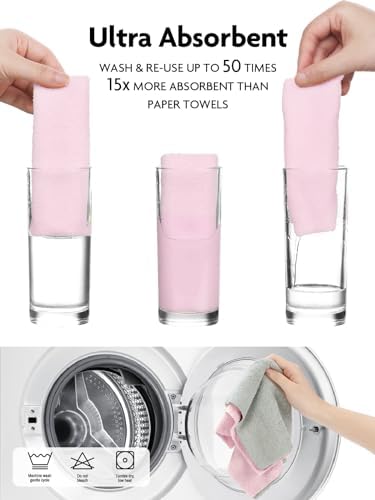 Kitchen Towels Roll, 40 Sheets, 10''x 10'' (Pink, Grayish)