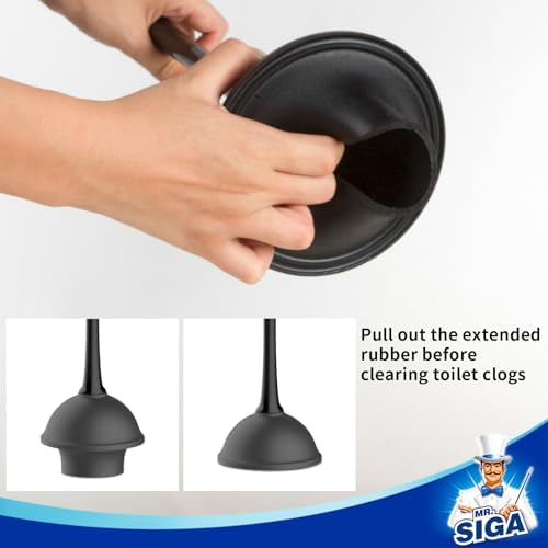 Toilet Plunger and Bowl Brush Combo for Bathroom Cleaning, Black