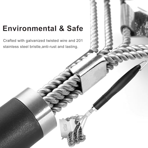 Grill Brush & Bristle Free Outdoor BBQ Scraper, Safe 18'' Stainless Cleaner