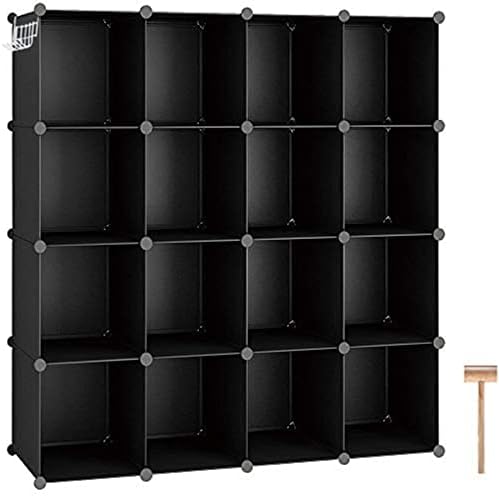 16 Cube Storage Organizer Cube Shelves Units Storage Cubes, Black