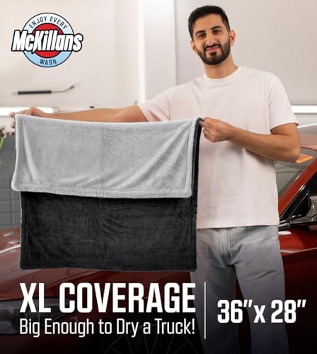 Extra Large Dual-Color Car Drying Towel XL - Edgeless & Ultra Soft & Absorbent - 36" x 28" - 1200 GSM Twisted Loop Microfiber Towel for Cars - Drying Towel Car Detailing - Car Wash Towels