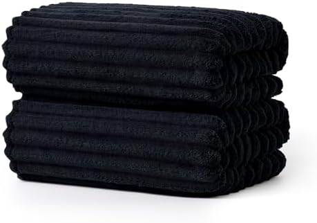 Black Bath Towel Set of 2, 31 x 63 in, Soft and Highly Absorbent, Lightweight Microfiber Towels for Bathroom, Gym, Hotel and Spa