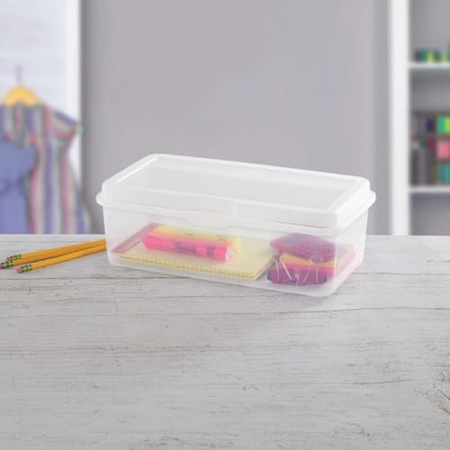 Rectangular Large FlipTop, Clear Plastic Storage Box, 6-Pack