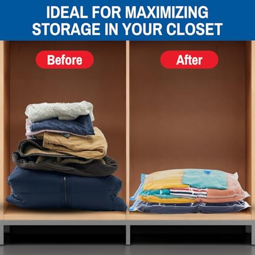 Vacuum Storage Bags with Hand Pump, Large, 8 Pack