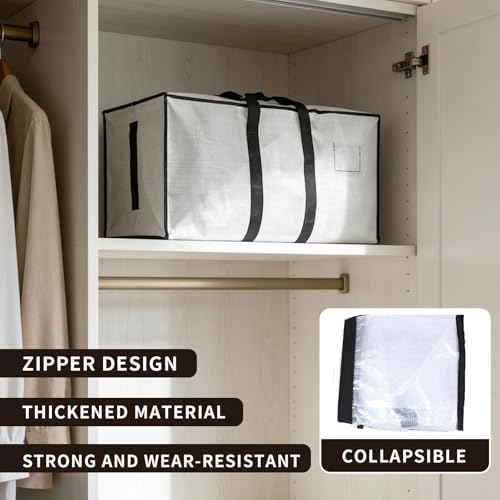 8 Pack Extra Large Heavy Duty Moving Bags, 20-Gallon Clothes Storage Bags