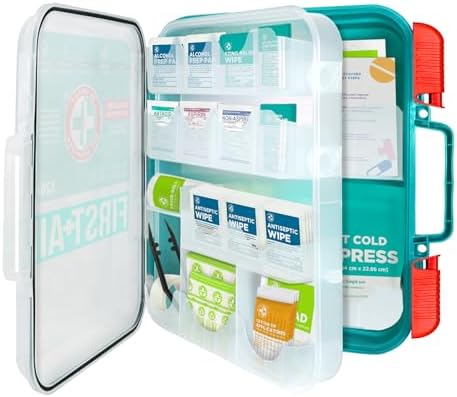 First Aid Kit, Teal, 326 Piece, Exceeds OSHA and ANSI Guidelines 100 People - Office, Home, Car, School, Emergency, Survival, Camping, Hunting and Sports
