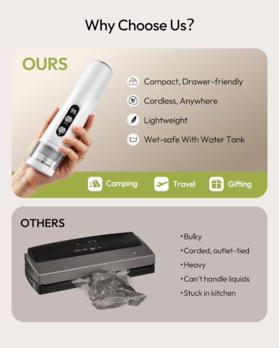 Handheld Vacuum Sealer for Food, 30 Reusable Bags & 6 Clips