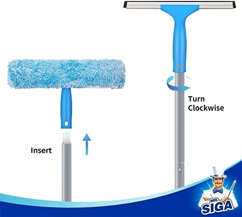 Window Squeegee Extension Pole, 4 Pieces Aluminum Pole, 54.3 inch