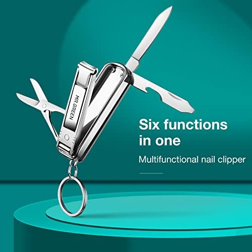 MR.GREEN Multifunctional Nail Clippers Stainless Steel Six Functions Nail Cutter Nail Files Small Knife Scissors (Large)
