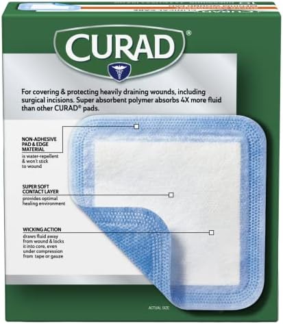 Super Absorbent Wound Pad, Medium, 4" x 4", 10 Count, 3 Pack