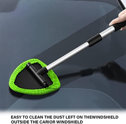 Moly Magnolia Windshield Cleaner with Extendable Handle and 4 Pads, Green